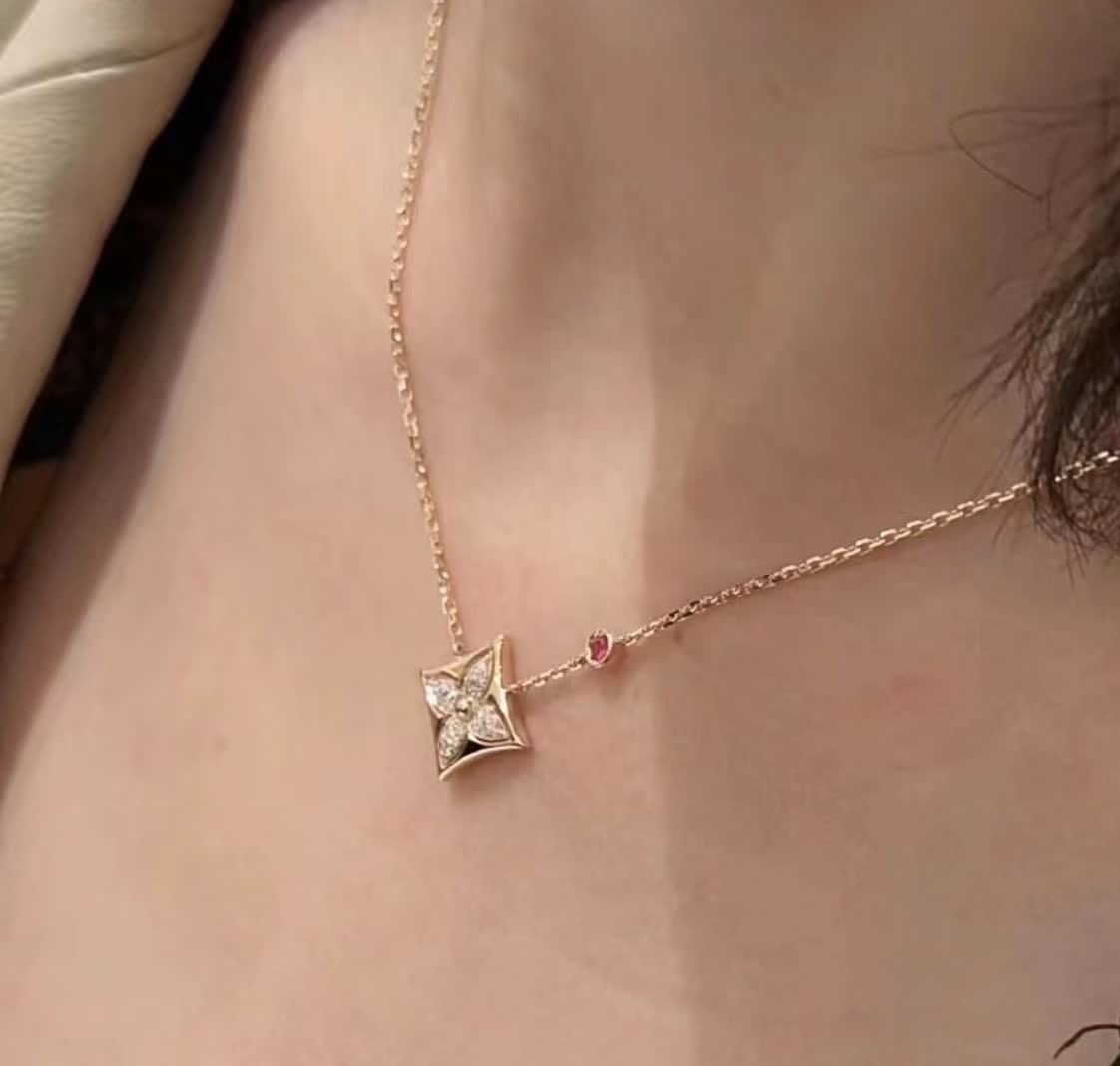 Van Cleef & Arpels Alhambra Diamond and Pink Sapphire Necklace